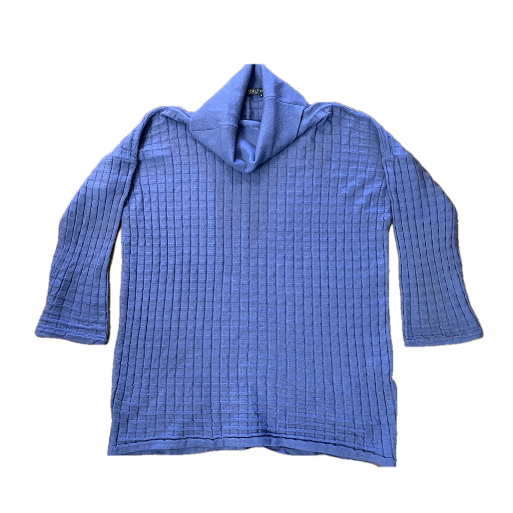 Pistache - Waffle Turtle Neck long sleeve shirt top light blue Size Small ITALY